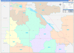 Lac qui ParleCounty, MN Wall Map Color Cast Style 2024